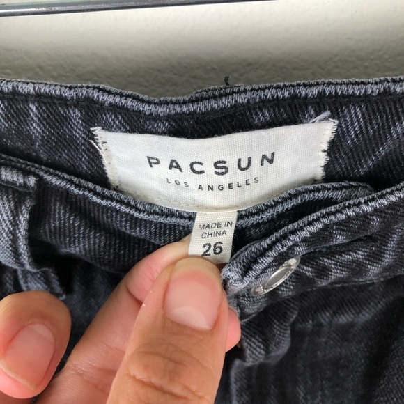 Pacsun- Black worn distressed style jean skirt size: 26 - Picture 6 of 8